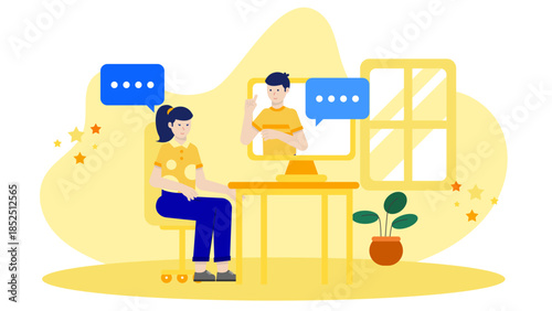 Online Counseling for Career Transition. Flat Vector Business Illustration