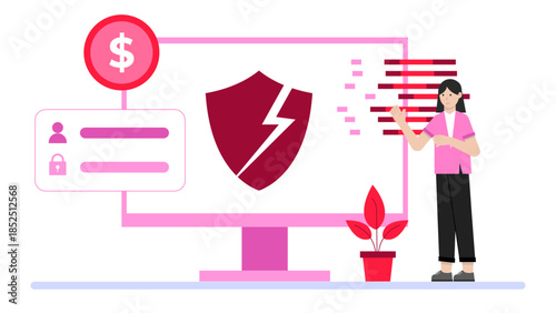 Cybersecurity Team Responding to a Ransomware Attack. Flat Vector Business Illustration
