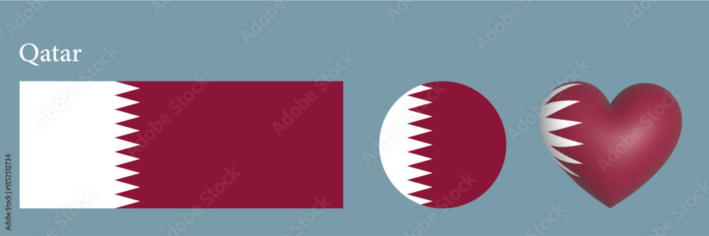 Obraz premium set Qatar flag icon vector illustration 