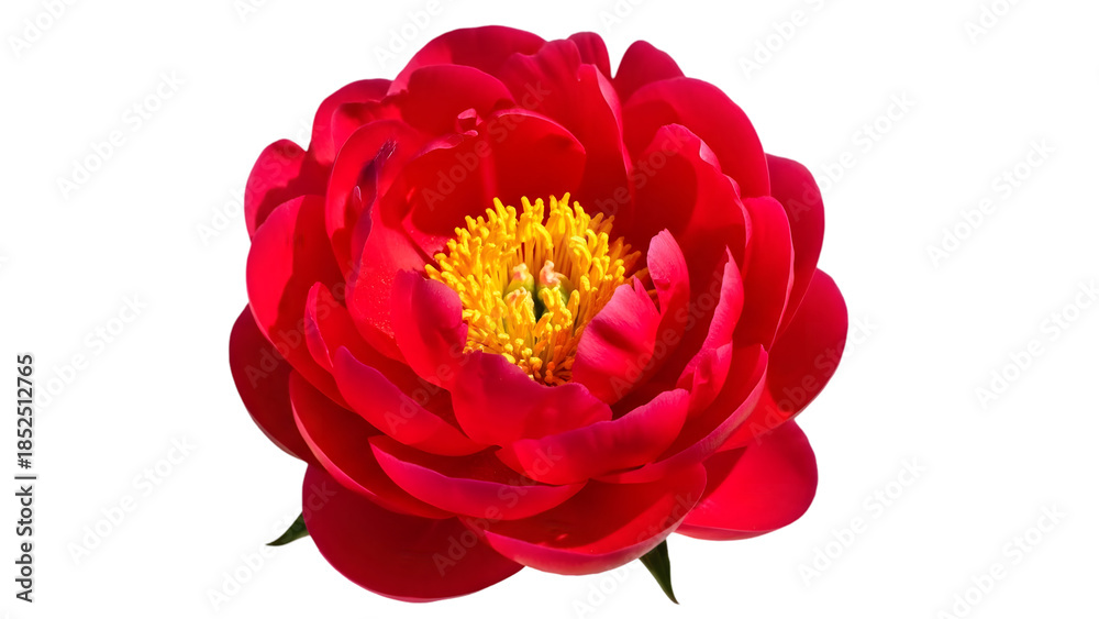 Fototapeta premium Vibrant red peony flower isolated on transparent background