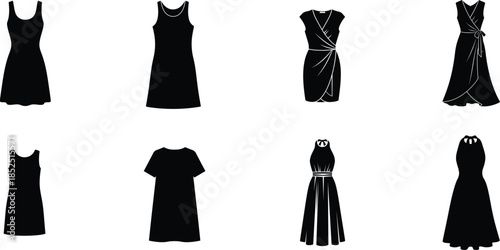Collection of black evening dresses and gowns for women