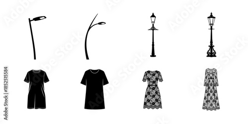 Streetlights and fashionable dresses silhouettes