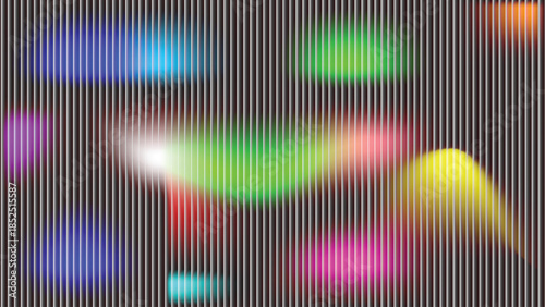 A vibrant abstract rainbow background features a colorful spectrum of digital waves and light patterns designed as a bright vector illustration for a music equalizer wallpaper backdrop