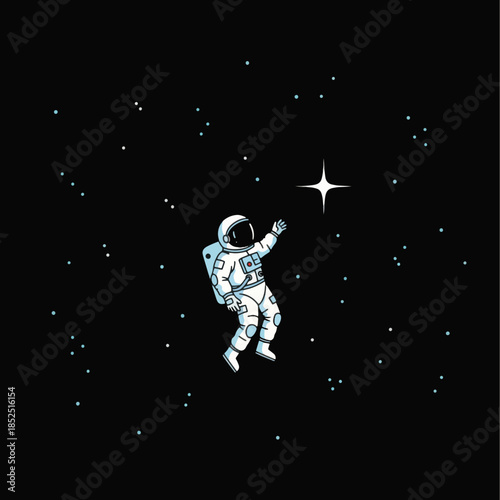 Astronaut Reaching for a Star in Space.