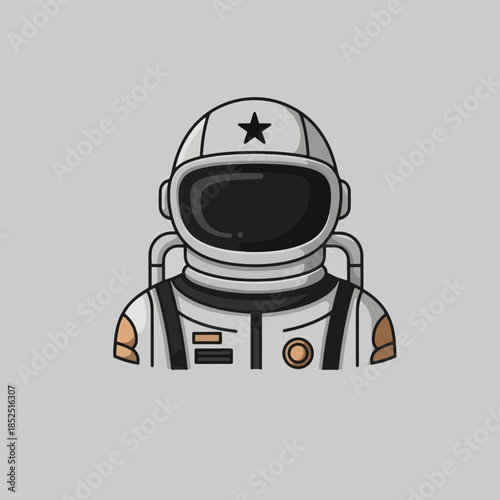Cartoon Astronaut in White Spacesuit with Star Emblem.