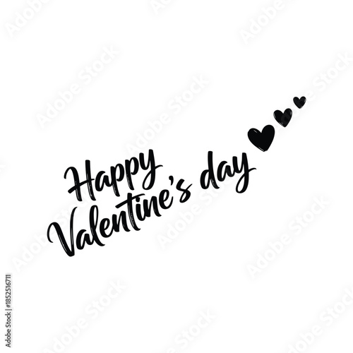 Happy Valentine's Day Typography with Hearts Design