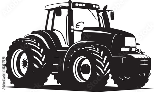 Silhouette of a modern four-wheel drive tractor Keywords: tractor, farm, agriculture, vehicle