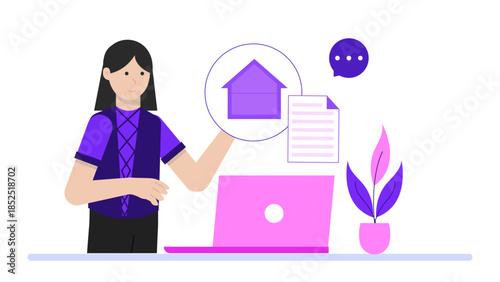 Digital Platform for Renters Insurance. Flat Vector Illustration