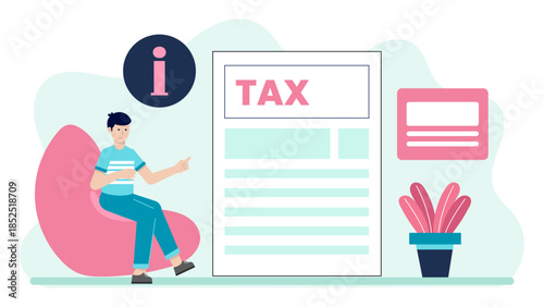 Remote Tax Preparer Filing for a Client. Flat Vector Illustration