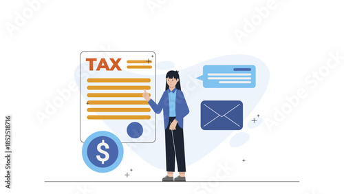 Remote Tax Preparer Filing for a Client. Flat Vector Illustration