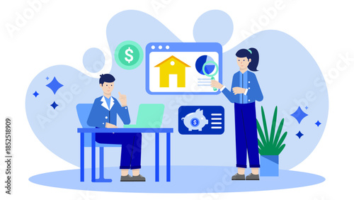 Digital Executor Managing an Online Estate. Flat Vector Illustration