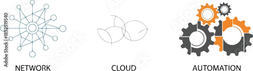 Blurry icons of ides automation and robotics isolated on transparent background