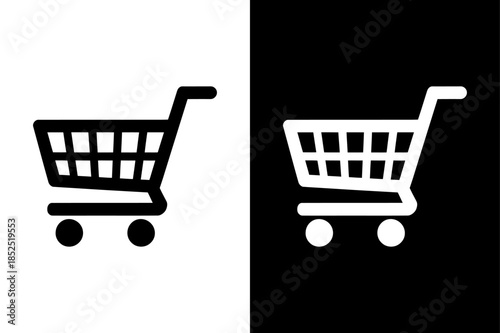 Shopping Cart Vector Illustration. Shop and Sale Symbol Silhouette Design