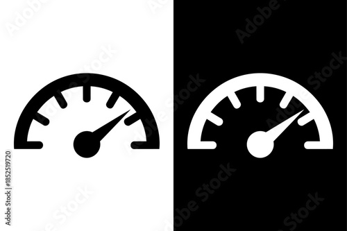 Dashboard Speedometer Icon Silhouette. Tachometer Vector Black White