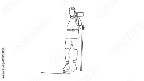 Physical Activity concept. Single line draw design. Full length animation illustration. High quality 4k footage