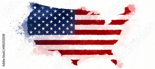 America map and flag. USA 4th of July Memorial or Independence day. Generative video AI technology.	