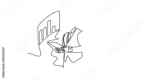 Benchmarking concept. Single line draw design. Full length animation illustration. High quality 4k footage