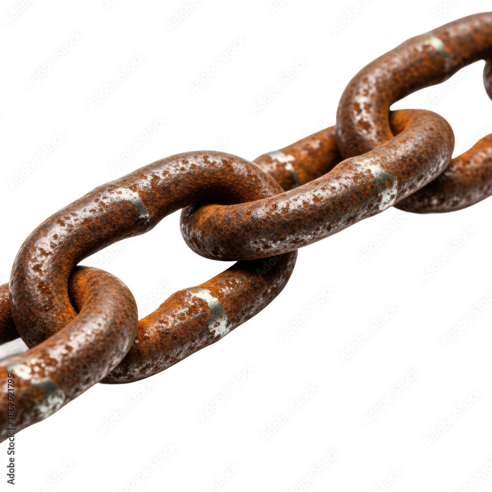 Fototapeta premium Industrial chain links isolated on transparent background