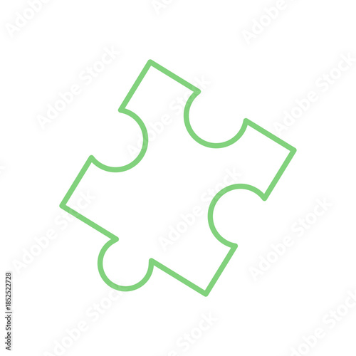 Flat silhouette of jigsaw puzzle piece. Simple puzzle outline for boardgame or table activity. Clean concept for toy, play or leisure game. Minimalist graphic tile design.