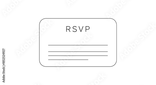 Blank RSVP card isolated on a white background with minimalist design and lined sections for personalized text
