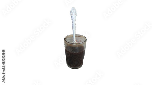 Wallpaper Mural A glass of traditional black coffee with a metal spoon, isolated on transparent background. Perfect for food, cafe, and beverage design projects Torontodigital.ca