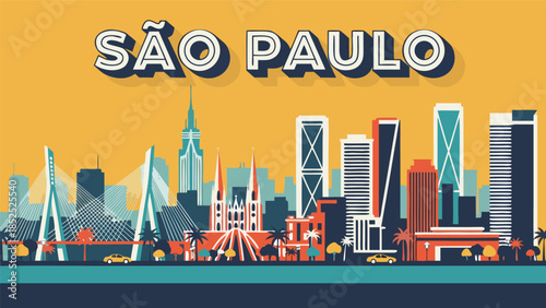 São Paulo Skyline Illustration A Vibrant Cityscape of Modern Architecture and Iconic Landmarks