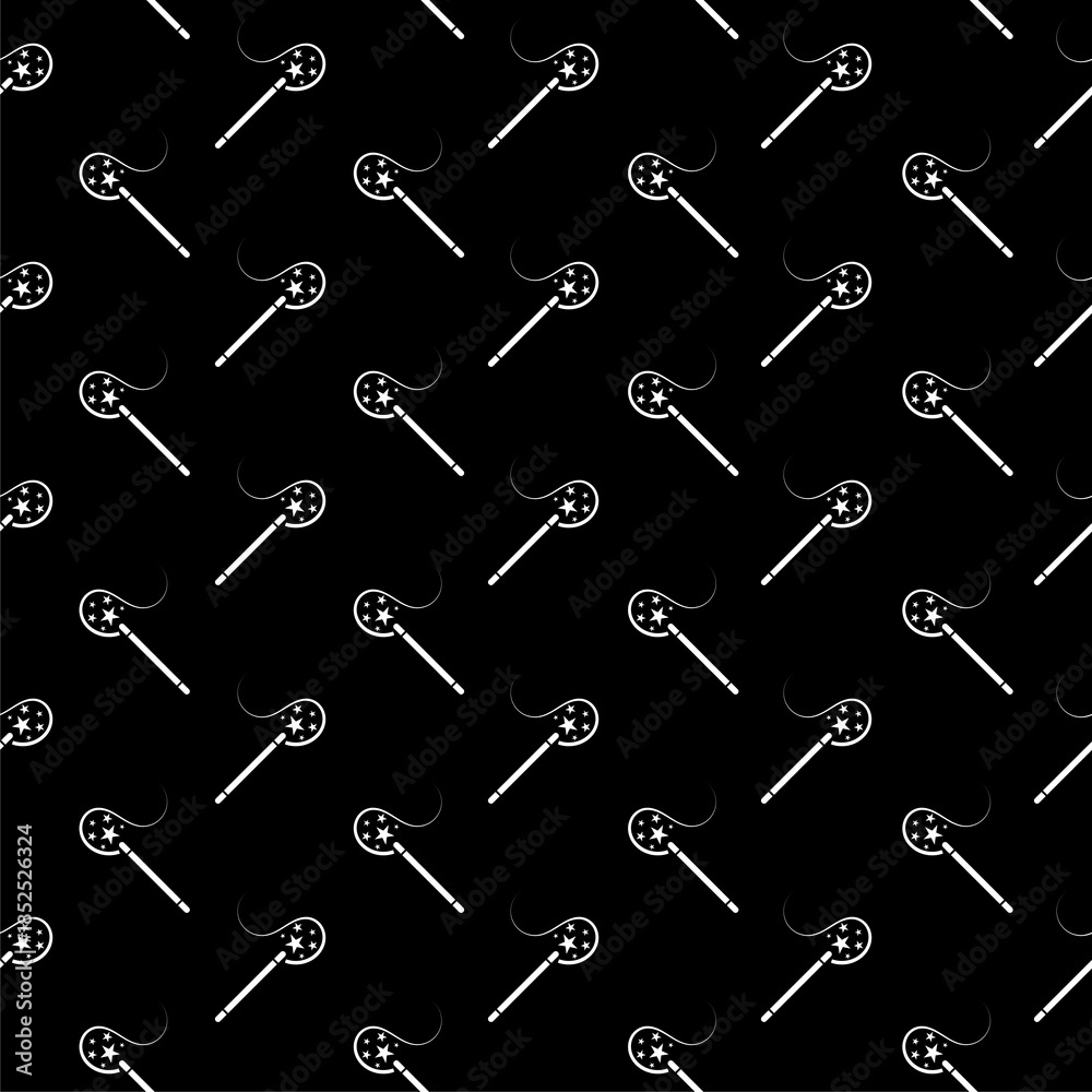 Obraz premium Magic wand seamless pattern isolated on black background