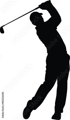 Golfer in mid-swing clipart silhouette