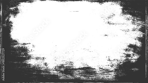 Black and white distressed grunge texture with rough edges and scattered speckles