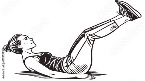 Vintage Engraving Woman Fitness Exercise Illustration