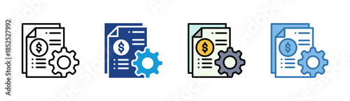 Financial Report icon set multiple style collection