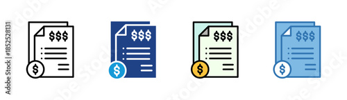 Financial Statement icon set multiple style collection