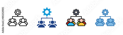 Team Management icon set multiple style collection