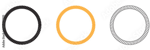 Rope vector icon.  Brushes rope patterns. Minimal twisted rope borders in black , colour and white, decorative nautical elements useful for design, framing, and graphic layout concepts.
