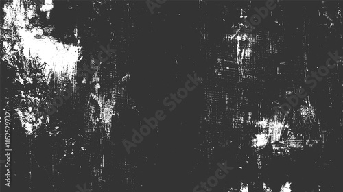 Dark gray background with white distressed textured paint splatters and scratches grunge