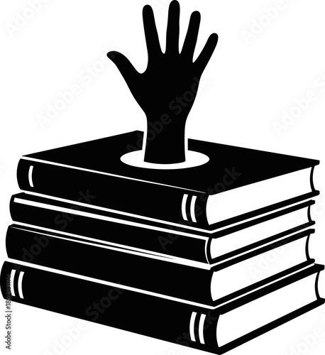 Hand holding a stack of books representing education learning and knowledge