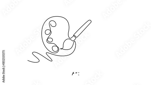 Art. School Subject concept. Single line draw design. Full length animation illustration. High quality 4k footage