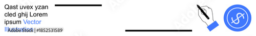Financial design, creativity, education, graphic tools, documentation, branding. ion of a pen drawing and a blue currency icon. Financial design and creativity in focus