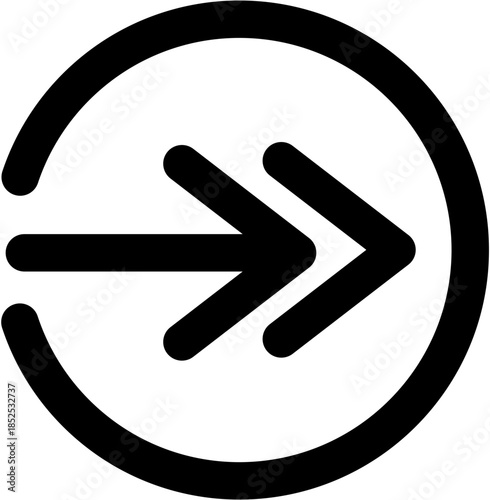 Forward Arrow Icon in a Circle, Symbolizing Progress and Direction