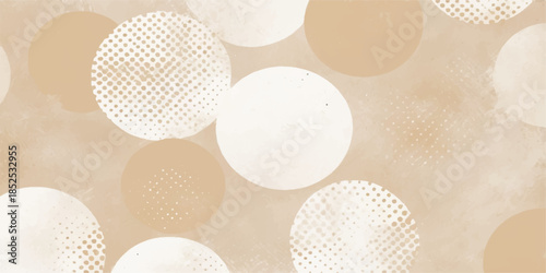 A seamless wallpaper pattern featuring a golden egg illustration set among white eggs in a nest and on a white background with bright colorful vector circle elements and round sphere shapes
