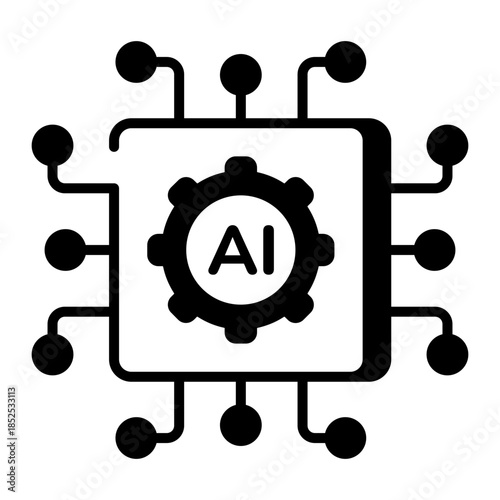 A line style icon showing machine learning