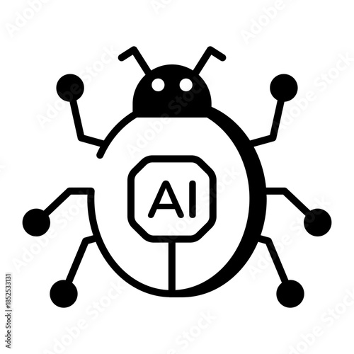 A linear style icon representing ai bug