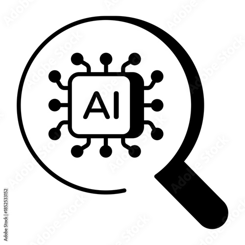 A linear style icon representing ai search