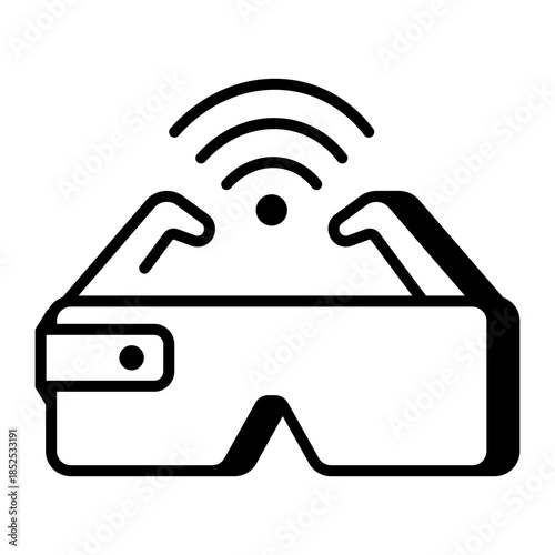 An outline style icon depicting smart glasses