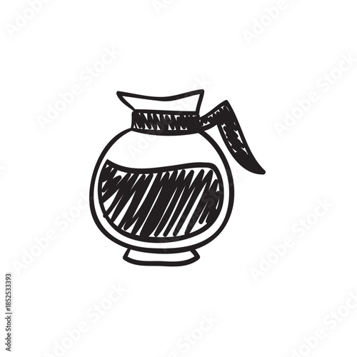 Hand-drawn sketch of a full coffee pot carafe for brewing at home