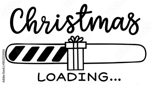 Christmas Loading Progress Bar with Gift Box and Wrapped Present, Holiday Countdown Interface