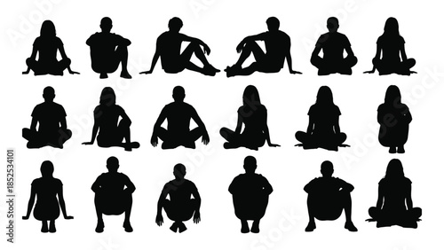 a collection of various yoga poses depicted in black shapes a striking silhouette