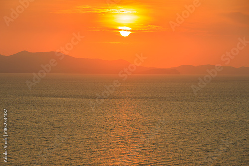 Sunset or sunrise on the sea , Twilight sky