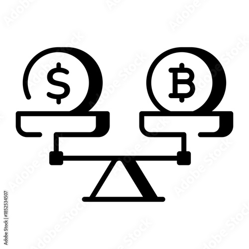 A line style icon showing bitcoin comparison