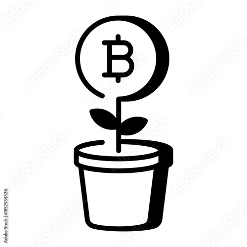 A linear style icon representing bitcoin investment